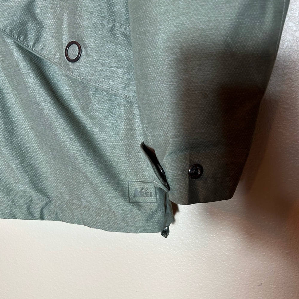 Rei E1 Elements Rain Jacket Waterproof Green Nylo… - image 5